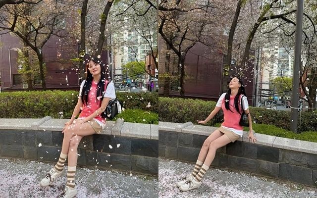 애프터스쿨 주연, 근황 공개…벚꽃 맞으며 롱다리 자랑