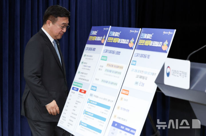 고유가 피해지원금 지급 계획 브리핑 입장하는 윤호중 장관