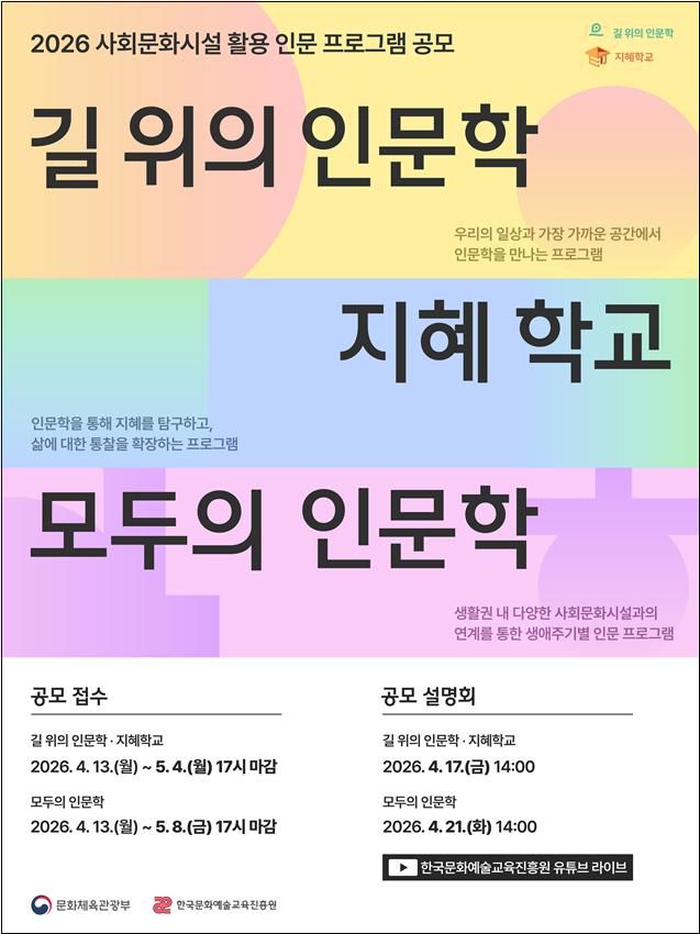동네책방·복지관도 인문학 공간…문체부, 인문 1200개 프로그램 
