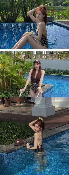 러블리즈 정예인, 지브라 패턴 수영복 자태 자랑