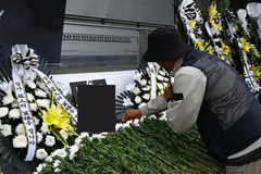 진주 CU 물류센터 집회현장에 차려진 분향소