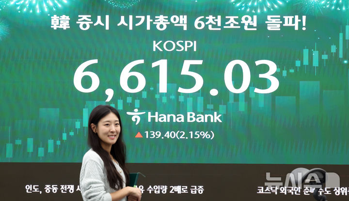 코스피 사상 첫 6600선 마감…반도체 랠리에 최고치 경신 [뉴시스Pic] 