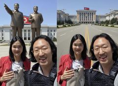 김경진♥전수민, 북한 방문?…김일성·김정일 동상 앞서 미소