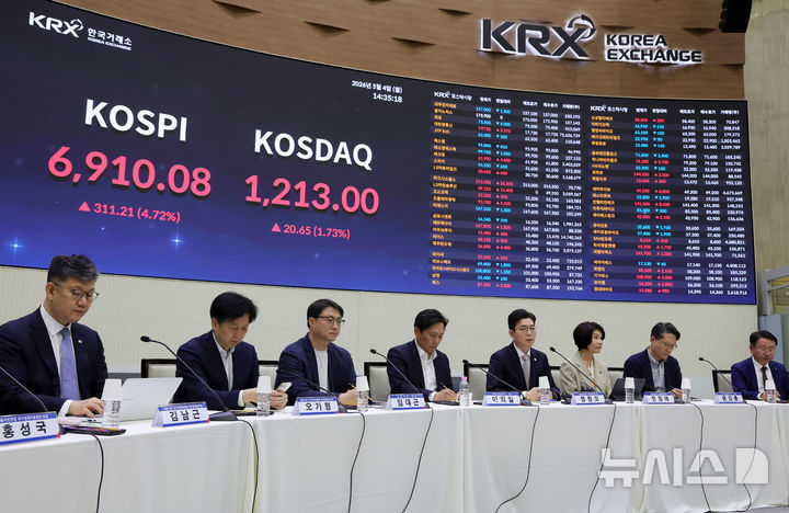 '코스피 6900 돌파' 한국거래소 찾은 정원오