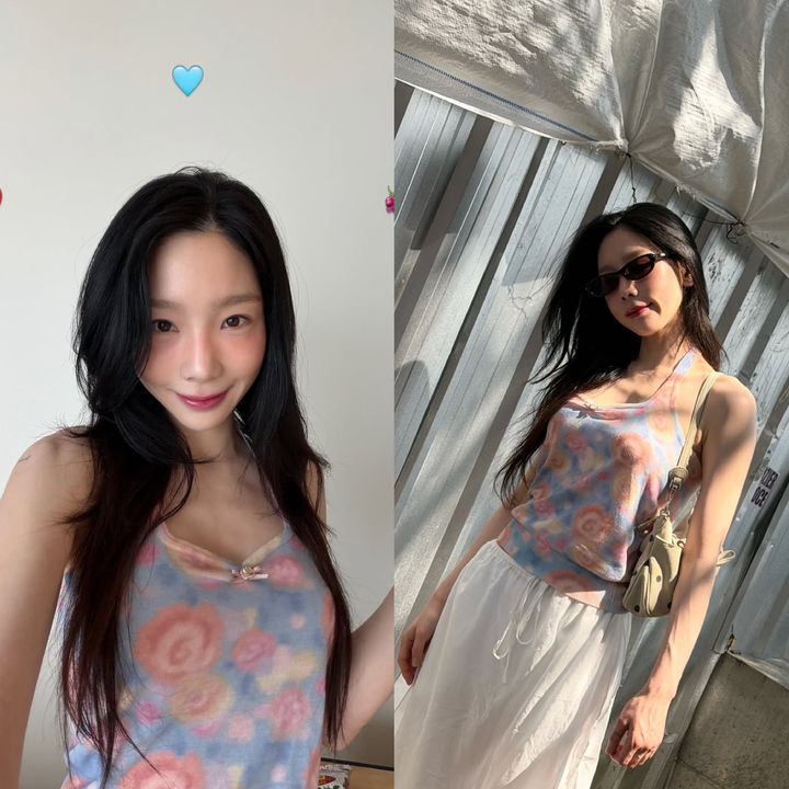 태연, 과일 이모티콘 셀카도 러블리…휴가 분위기 물씬