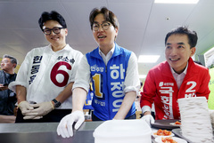 격전지 부산북갑, 하정우·박민식·한동훈 조우…견제 팍팍
