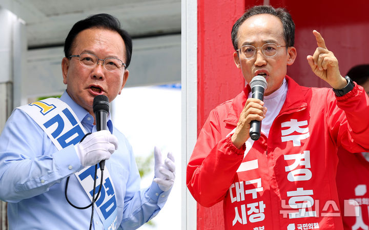 지지 호소하는 김부겸-추경호 후보