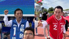 [르포 격전지]박윤국·백영현 포천시장 '3번째 맞대결' 장터 유세전