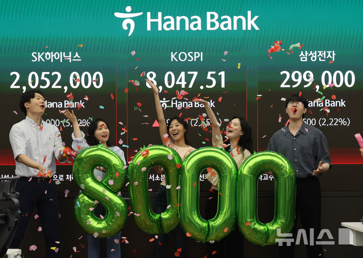코스피, 종가 기준 사상 첫 8000선 돌파 [뉴시스Pic]