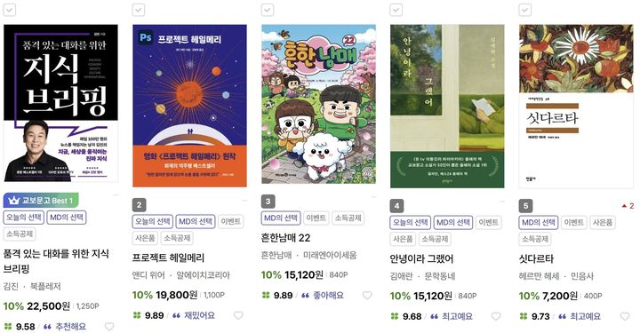 [베스트셀러] 헤르만 헤세 '싯다르타' 5위…'힙불교' 타고 2030 열독