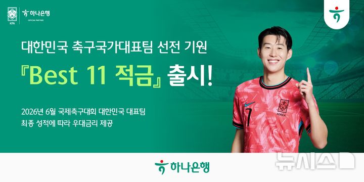 하나은행, '축구 적금' 출시…국가대표팀 성적 따라 최고 연 11% 