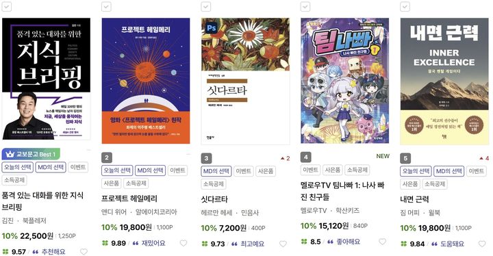 [베스트셀러] '싯다르타' 3위…만화·자기 계발도 강세