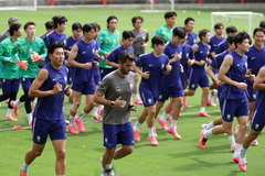 훈련하는 축구국가대표팀 선수들