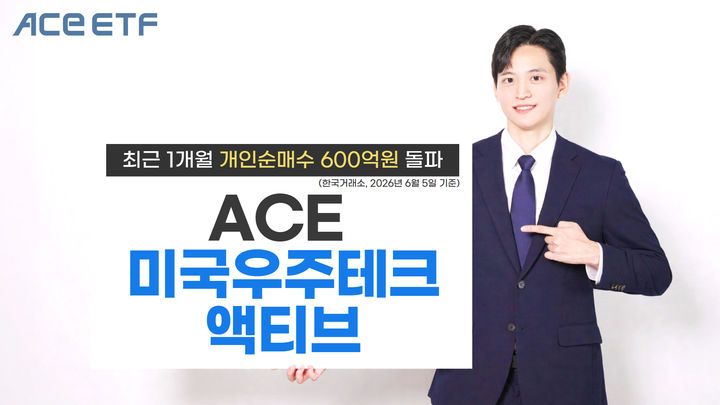 ACE 미국우주테크액티브 ETF, 최근 1개월 개인순매수 600억 돌파