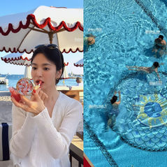 비키니 입은 송혜교 수영장 휴식…휴양지 분위기 물씬