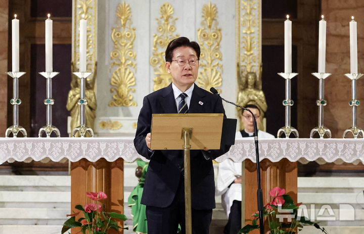 이재명 대통령, 특별미사 '한반도 평화' 메시지 [뉴시스Pic]