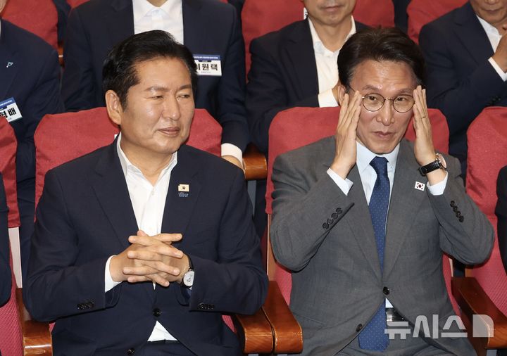 민주당 차기 당권 주자 정청래-김민석의 신경전 [뉴시스Pic]