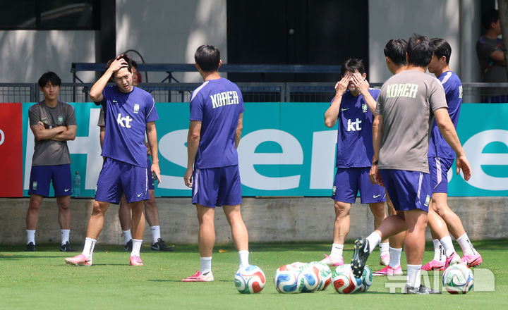 훈련하는 대한민국 축구 대표팀