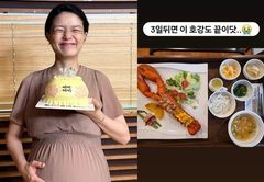 '둘째는 한국 출산' 안영미, 랍스터 올라간 조리원 식단 공개