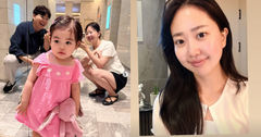 박수홍♥김다예, 딸과 거울 셀카…급체 회복한 근황 공개