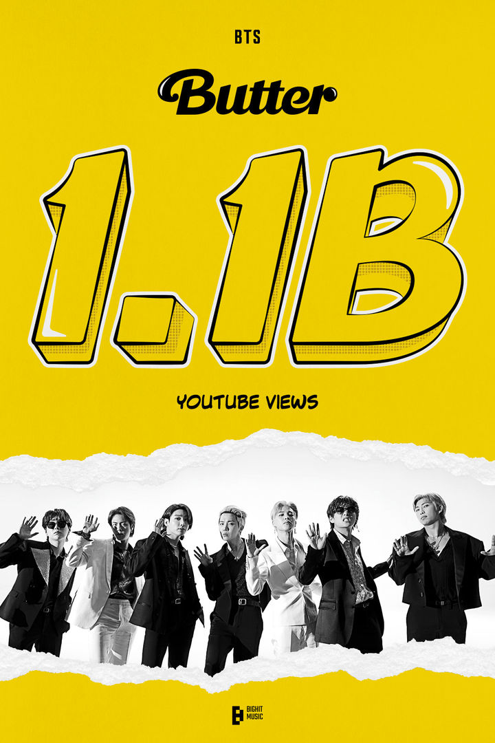 방탄소년단 '버터'도 넘겼다…일곱 번째 11억뷰 뮤비