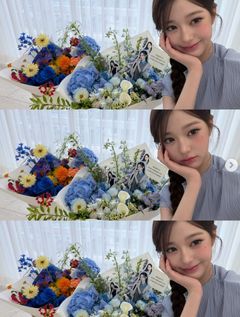 장원영, 얼굴보다 큰 꽃다발 속 "뭐가 꽃이게" 