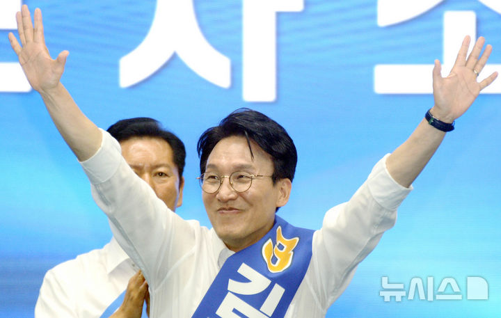 [뉴시스Pic] 김민석 당대표 후보, 최대 승부처 호남서 과반 압승