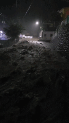 토사가 휩쓰는 거제 옥포동 산사태 현장(영상)