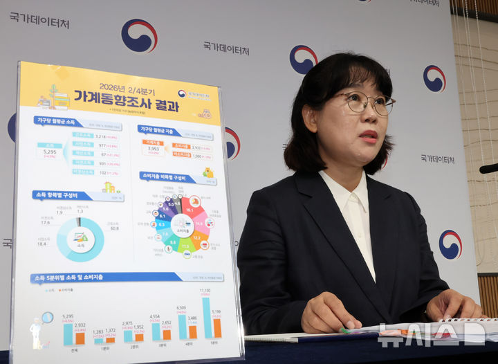26년 2/4분기 가계동향조사 결과 발표하는 박순옥 가계수지동향과장