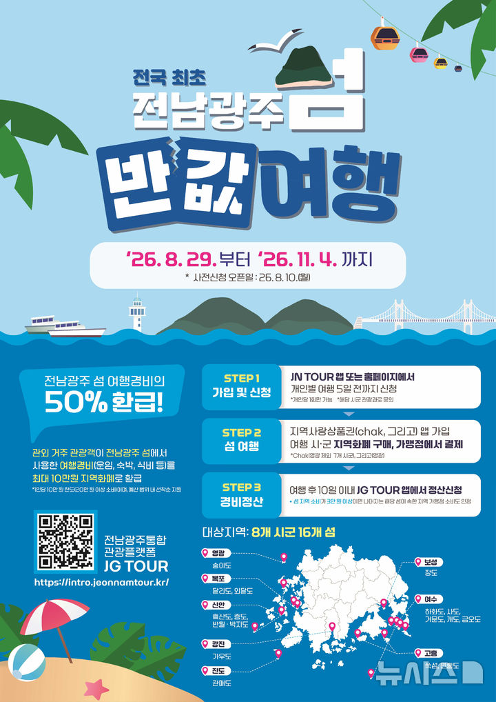 '전남광주 섬 여행하면 50% 환불' 반값여행 상품 출시