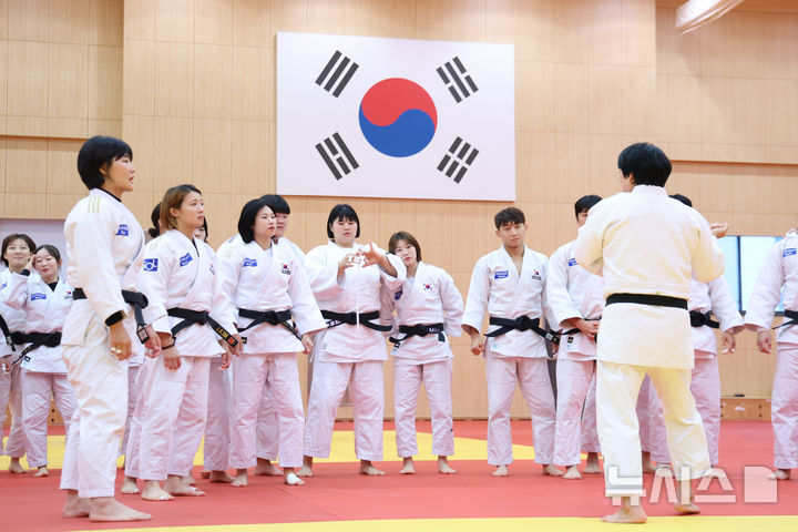 훈련하는 유도 국가대표팀