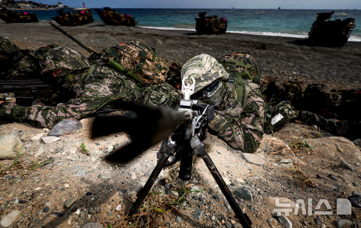 해군·해병대, 포항서 2026년 사단급 합동상륙훈련 결정적 행동 [뉴시스Pic]