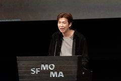 특별전 사전 공개 행사서 발언하는 RM