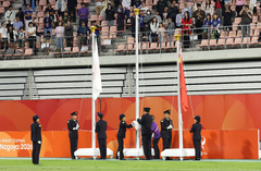 축구 금메달 시상식서 황당 사고…태극기 늑장 게양[나고야AG]
