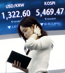코스피 하락, 원·달러 환율 1320원대