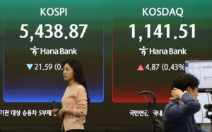 코스피, 외국인 3조 순매도에 약보합 마감