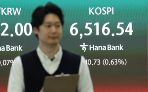 코스피, 6500선 등락…중동 리스크 혼조세