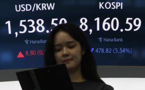 코스피 8160선 뚝…환율 1540원 코앞 마감