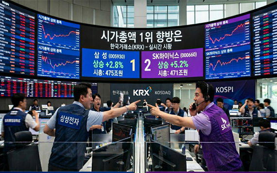 67만전자 vs 500만닉스…시총 1위 향배는