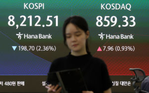 코스피 2%대 하락…코스닥은 매수 사이드카
