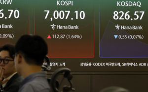 코스피 장 초반 1.6%대 상승…7000선 회복