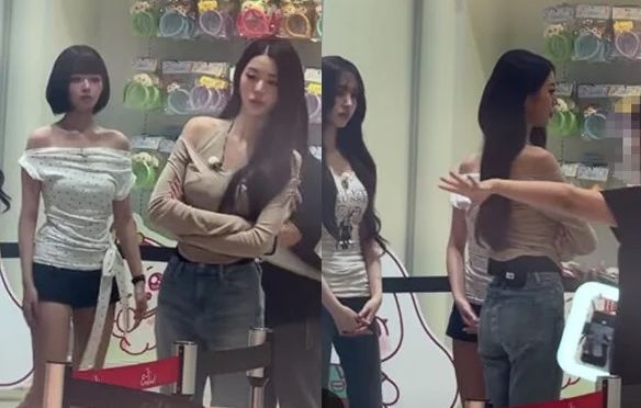 장원영 또 '팔짱' 논란 놀이공원서 끼면 안되나