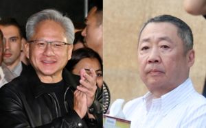 젠슨 황, 두산 유니폼 93번 입고 시구…박정원 시타