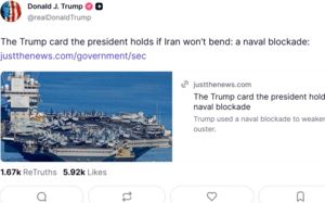 협상결렬 침묵하던 트럼프, 해상 봉쇄 암시