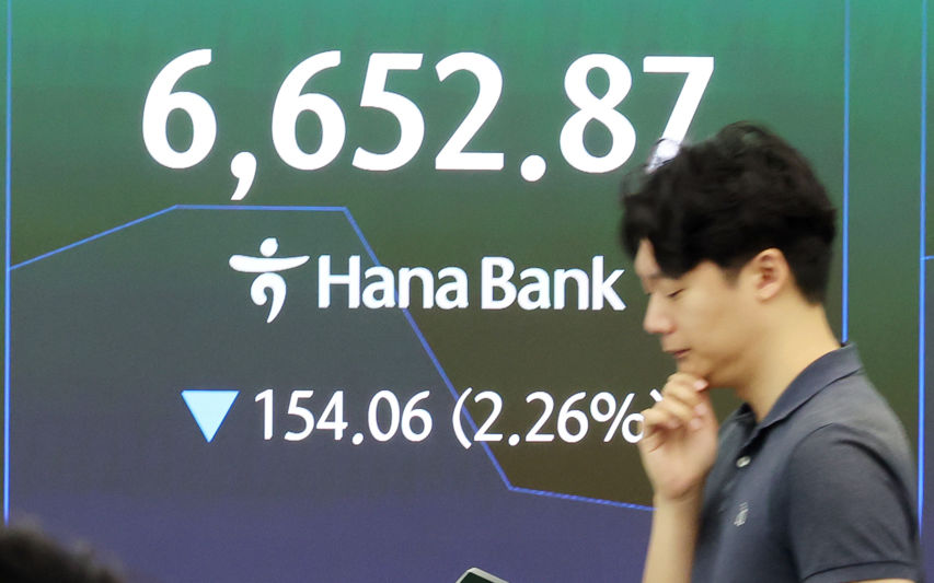 코스피 장중 6700선 붕괴