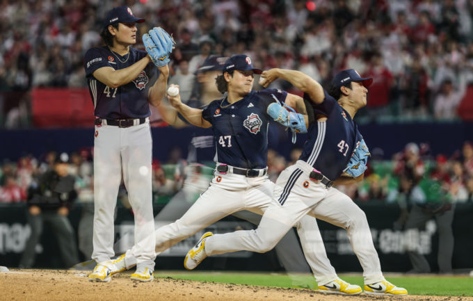 7회까지 구속 156㎞ 찍는 곽빈 김원형 감독 "10년 뒤가 궁금해"
